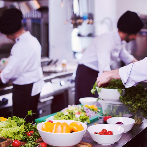 team cooks and chefs preparing meals
